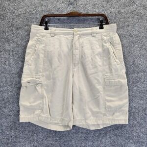 Tommy Bahama Relax Shorts Mens 34 Beige Cargo Tencel Cotton Casual Tropical